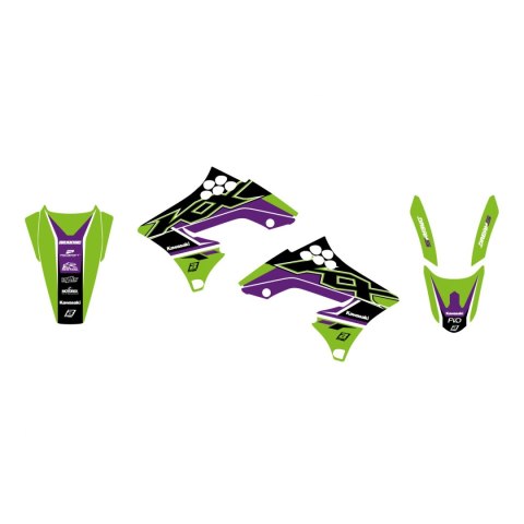 BLACKBIRD KOMPLET NAKLEJEK (OKLEIN) KAWASAKI KX 250F '09-'12 DREAM 5 KOLOR ZIELONY CZARNY BLACKBIRD