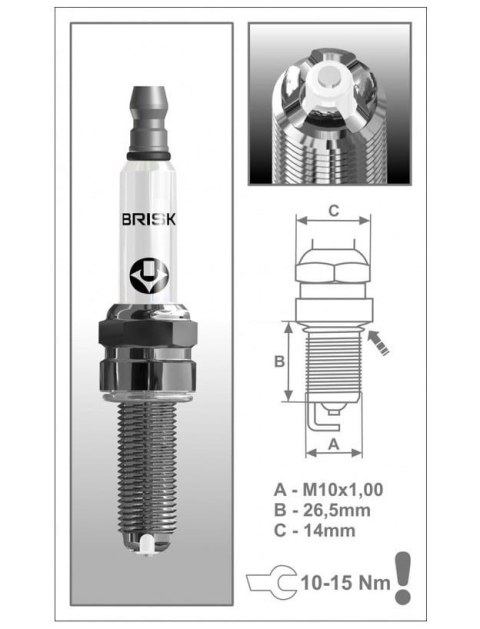 BRISK PREMIUM ŚWIECA ZAPŁONOWA COR10LGS KTM SXF/EXCF 250/450 '14-'22 , HUSQVARNA FC/FE '14-'22, GASGAS EC/EX '21-22, (PIERWSZY M BRISK