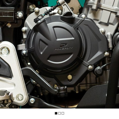 POLISPORT ZESTAW OSŁONA POKRYWY (DEKLA) ALTERNATORA ORAZ OSŁONA POKRYWY SPRZĘGŁA (IBEX) CF MOTO 450MT '24-'25 KOLOR CZARNY POLISPORT