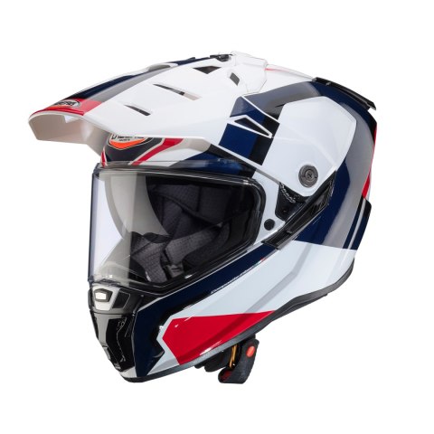 CABERG KASK OFFROAD / TRAIL / ADVENTURE DUOSPORT (DUAL) TANAMI SCRAM Z SZYBKĄ I BLENDĄ KOLOR BIAŁY/CZERWONY/NIEBIESKI (HONDA - H CABERG