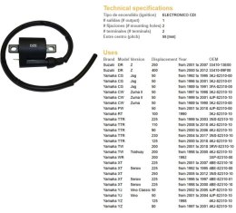 DZE CEWKA ZAPŁONOWA SUZUKI DR 250Z '01-'07; DRZ 400 '00-'12; YAMAHA PW 50 '01-'18; TTR 90/110/125/200/230 '98-'18; XT 225/250 '9 DZE ELEKTRYKA