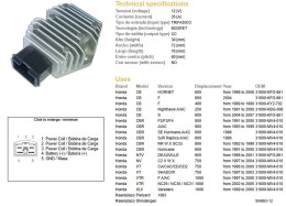 DZE REGULATOR NAPIĘCIA HOND CB 250 NIGHTHAWK '91-'00; CB 600F HORNET '98-'06; CBR 600F2/F3/F4 '91-'03; CBR 900RR '92-'99; VT 750 DZE ELEKTRYKA