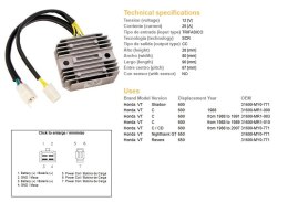 DZE REGULATOR NAPIĘCIA HONDA VT 600C SHADOW '88-'07; NTV 650 REVERE (OEM-31600-MY0-771) (ESR250, RGU-115) DZE ELEKTRYKA