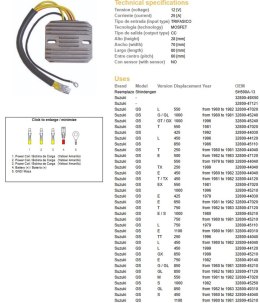 DZE REGULATOR NAPIĘCIA SUZUKI GS 250/400/450/550/650/750/1000; GSX 400/750/1000/1100 (ESR100,ESR090) DZE ELEKTRYKA