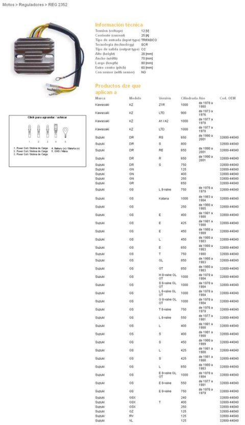 DZE REGULATOR NAPIĘCIA SUZUKI GS 250/400/450/550/650/750/1000; GSX 400/750/1000/1100 (ESR100,ESR090) DZE ELEKTRYKA
