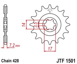 JT ZĘBATKA PRZEDNIA 2054 12 KAWASAKI KLT/KLF 110 '84-88', KLX 140 '08-20' (205412JT) (ŁAŃC. 428) JT ZĘBATKI