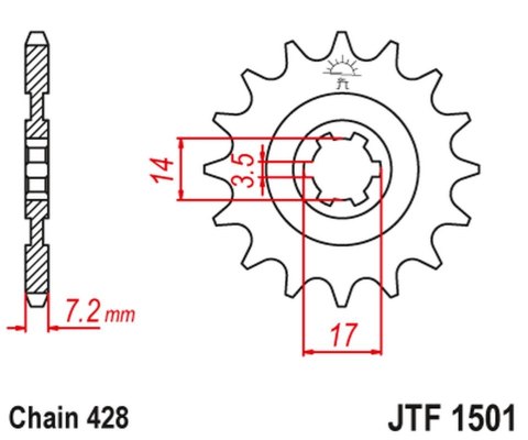 JT ZĘBATKA PRZEDNIA 2054 12 KAWASAKI KLT/KLF 110 '84-88', KLX 140 '08-20' (205412JT) (ŁAŃC. 428) JT ZĘBATKI