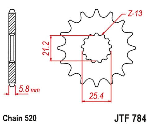 JT ZĘBATKA PRZEDNIA Z GUMĄ BENELLI TRK 702 / X EURO 5 '23-'24 (ŁAŃC. 520) JT ZĘBATKI