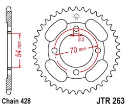 JT ZĘBATKA TYLNA 263 34 HONDA CT 100 '86-94'; PEUGEOT 110 VOX '13', KYMCO 110/125/150 (26334JT) (ŁAŃC.428) NA ZAMÓWIENIE JT ZĘBATKI