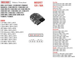 DZE REGULATOR NAPIĘCIA APRILIA; BMW; CAN AM; DUCATI; HONDA; KAWASAKI; SUZUKI; TRIUMPH; YAMAHA (50A) DZE ELEKTRYKA