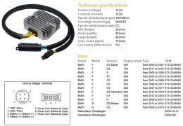 DZE REGULATOR NAPIĘCIA BMW F 650GS DAKAR '00-'07; F 650CS '01-'05; F 700GS '11-'16; F 800GS ADVENTURE '12-'16; F 800S/ST/R '05-' DZE ELEKTRYKA