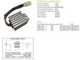 DZE REGULATOR NAPIĘCIA HONDA CRF 250X '04-'17 (31600-KSC-671) (12A) DZE ELEKTRYKA
