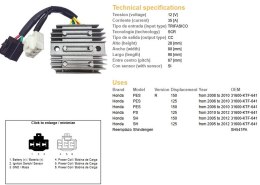 DZE REGULATOR NAPIĘCIA HONDA SH 125/150 '05-'12 (35A) (31600-KTF-641) (SH541PA) (ESR910) DZE ELEKTRYKA