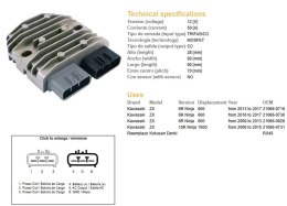 DZE REGULATOR NAPIĘCIA KAWASAKI ZX 600R NINJA '08-'17; ZX 6R NINJA '08-'17 (ESR596) DZE ELEKTRYKA