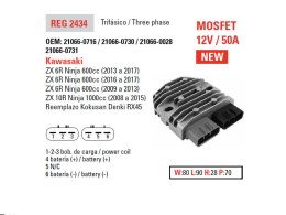 DZE REGULATOR NAPIĘCIA KAWASAKI ZX 600R NINJA '08-'17; ZX 6R NINJA '08-'17 (ESR596) DZE ELEKTRYKA