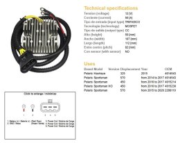 DZE REGULATOR NAPIĘCIA POLARIS SPORTSMAN 450 '16-'17; 570 '14-'20; HAWKAYE 325 '15 (4014543; 4015214; 4015230) (50A_ DZE ELEKTRYKA
