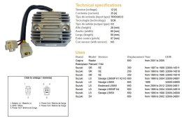 DZE REGULATOR NAPIĘCIA SUZUKI DR 250SE '90-'95; DR 350SE '90-'99; LS 650 SAVAGE '95-'12; SV 650 '99-'02; CAGIVA 650 RAPTOR '01-' DZE ELEKTRYKA