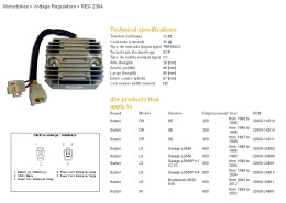 DZE REGULATOR NAPIĘCIA SUZUKI DR 250SE '90-'95; DR 350SE '90-'99; LS 650 SAVAGE '95-'12; SV 650 '99-'02; CAGIVA 650 RAPTOR '01-' DZE ELEKTRYKA