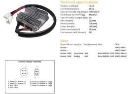 DZE REGULATOR NAPIĘCIA SUZUKI GSXR 1300 HAYABUSA '08-'12; B-KING 1300 '08-'12 (50A) (OEM:32800-15H10) DZE ELEKTRYKA