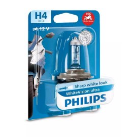 PHILIPS ŻARÓWKA MOTOCYKLOWA H4 12V 60/55 P43T WHITE VISION ULTRA MOTO (EFEKT INTENSYWNEJ BIELI - ODPORNA NA WIBRACJE - HOMOLOGAC PHILIPS