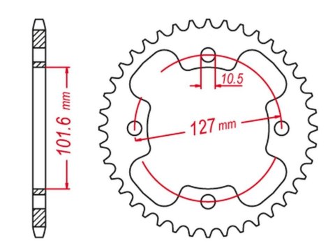 GROSSKOPF PROMOCJA ZĘBATKA TYLNA 4480 37 STALOWA WZMACNIANA POLARIS, PREDATOR 500 '03-'04, PREDATOR '05-'07 (-1) OUTLAW 400/525 