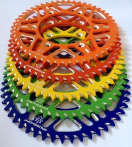 GROSSKOPF PROMOCJA ZĘBATKA TYLNA ALUMINIOWA ERGAL T7075 KOLOR ZIELONY 489 48 KAWASAKI KX/KXF 125/250/450 '83-'22 (JTR460.48)