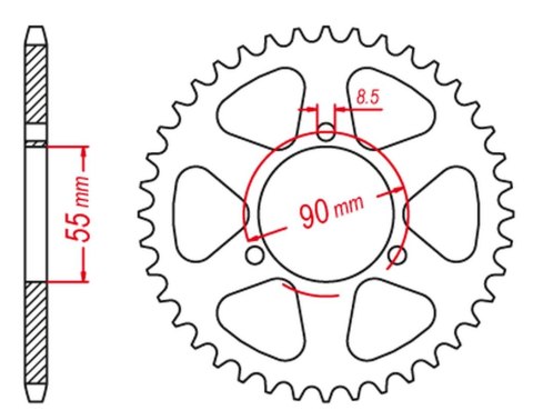 GROSSKOPF PROMOCJA ZĘBATKA TYLNA ALUMINIOWA KOLOR CZARNY 457 51 RIEJU 50 RS2 MATRIX/PRO '03-10' NAKED '04-09 (JTR1077.47)