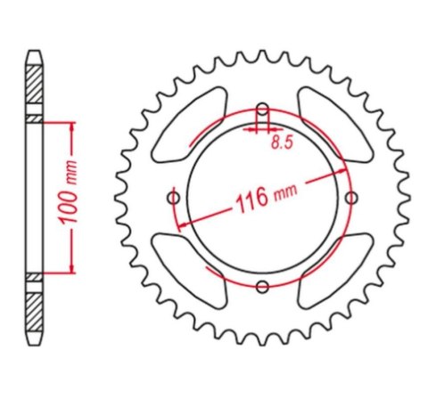 GROSSKOPF PROMOCJA ZĘBATKA TYLNA ALUMINIOWA KOLOR CZARNY 467 53 KAWASAKI KX 80 '98-'00, KX 85 '01-'20, KX 100 '00-'21 (JTR461.53