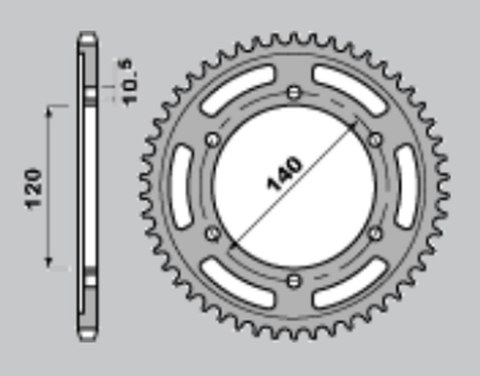 JR ZĘBATKA TYLNA 498 45 KAWASAKI ZZR 600 '90-'06, VN 800 VULCAN '95-'06, TL 1000R/S '97-'02, GSX 1300R HAYABUSA '99-'07, GSX-R 7