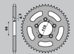 JR ZĘBATKA TYLNA ALUMINIOWA (ANODOWANA) 4552 50 POMARAŃCZOWA