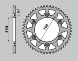 JR ZĘBATKA TYLNA ALUMINIOWA (ANODOWANA) 489 48 KAWASAKI KX 125/250/500 '84-'08, KDX 200 '84-'06, KDX 220 '97-'05, KDX 250 '91-'9