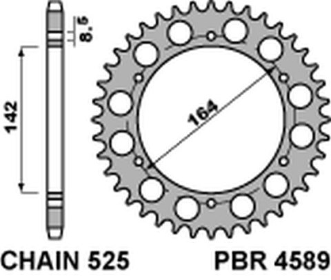 PBR ZĘBATKA TYLNA 4589 44 C45 HYOSUNG GT 650 COMET 04-'15 (JTR1074.44) (ŁAŃC. 525)