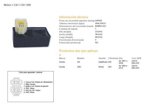DZE MODUŁ ZAPŁONU CDI HONDA CB 250 NIGHTHAWK '91-'08; CMX 250 REBEL '96-'14 (30410-KBG-003) DZE ELEKTRYKA