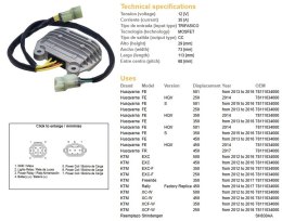 DZE REGULATOR NAPIĘCIA HUSQVARNA FE 250/350/450 '13-'16; KTM EXC-F 250/350 /EXC 450/500 /XCF-W 250/350 /XC-W 450/500 '12-'16 (OE DZE ELEKTRYKA
