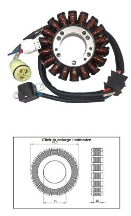 DZE UZWOJENIE ALTERNATORA STATOR YAMAHA YFM 250 BRUIN '05-'06; YFM 250 BIG BEAR '07-'09; YFM 250 BEAR TRACKER '01-'05; YFM 660 R DZE ELEKTRYKA