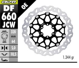 GALFER TARCZA HAMULCOWA PRZÓD APRILIA; BENELLI; BIMOTA; CAGIVA; DUCATI; KTM, MOTO GUZZI; YAMAHA (320X64X5) (WAVE FLOATING) GALFER