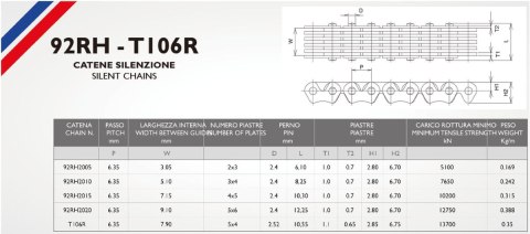 MORSE ŁAŃCUSZEK ROZRZĄDU 92RH2015 94 OGNIWA KAWASAKI KLX 650 '93-'96 GÓRNY ZAKUTY (ZAMKNIĘTY) MORSE