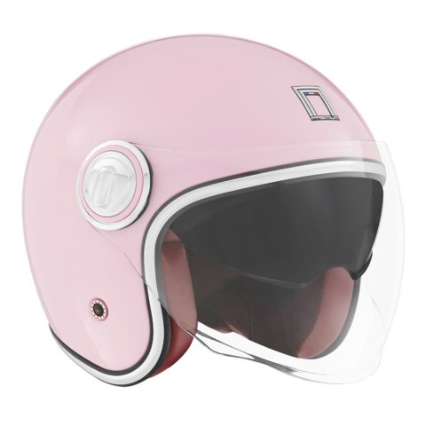 NOX PREMIUM KASK OTWARTY JET HERITAGE SOLID KOLOR RÓŻOWY PASTELOWY ROZMIAR S NOX