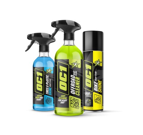 OC1 ZESTAW OFFROAD MUST HAVE Offroad Cleaner 0,95L + Tires & Plastic Shine 0,45L + Bike Shine 500ml OC1