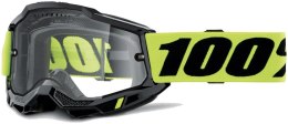100 PROCENT GOGLE ACCURI 2 ENDURO MOTO BLACK - DUAL CLEAR LENS - KOLOR CZARNY/ŻÓŁTY FLUO SZYBKA PODWÓJNA PRZEŻROCZYSTA 100 PROCENT