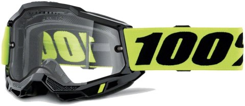 100 PROCENT GOGLE ACCURI 2 ENDURO MOTO BLACK - DUAL CLEAR LENS - KOLOR CZARNY/ŻÓŁTY FLUO SZYBKA PODWÓJNA PRZEŻROCZYSTA 100 PROCENT