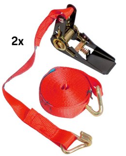 BIKETEC PASY TRANSPORTOWE ZESTAW 2 SZT. 25MM X 5M OBCIĄŻENIE DO 500KG, KOLOR CZERWONY BIKETEC OM