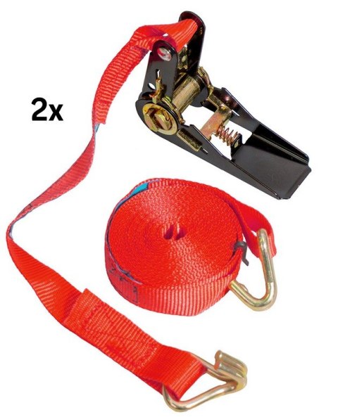 BIKETEC PASY TRANSPORTOWE ZESTAW 2 SZT. 25MM X 5M OBCIĄŻENIE DO 500KG, KOLOR CZERWONY BIKETEC OM