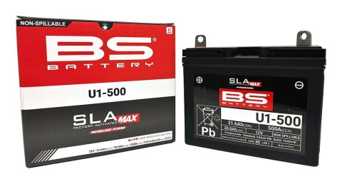 BS 2025/08 AKUMULATOR U1-500 MAX (FA) 12V 30AH 195X125X176 BEZOBSŁUGOWY - ZALANY (ZWIĘKSZONY PRĄD ROZRUCHOWY) (500A) ATV / UTV P BS BATTERY