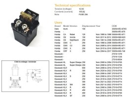 DZE PRZEKAŹNIK ROZRUSZNIKA HONDA CA 125 '95-'99; CB 150/250 '91-'12; CMX 250 96-'16; CRF 250X '04-'17; KAWASAKI KL250 '00-'10; K DZE ELEKTRYKA