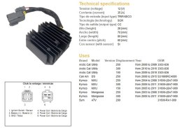 DZE REGULATOR NAPIĘCIA KYMCO MXU 150/250/300 '04-'11; CAN AM DS 250 '06-'15; ARCTIC CAT 150/250/300 '06-'19 (35A) (31600-LBA7-90 DZE ELEKTRYKA