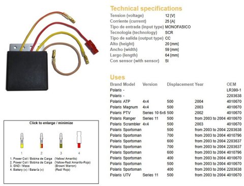 DZE REGULATOR NAPIĘCIA POLARIS 400/500/600/700 SPORTSMAN SCRAMBLER '03-'04 (OEM:4010796, 2203638) DZE ELEKTRYKA