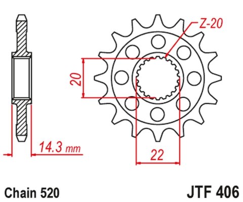 JT ZĘBATKA PRZEDNIA Z GUMĄ BMW G 310 GS / R '16-'24 (STD. -1) (JTF406,15RB) (ŁAŃC. 520) JT ZĘBATKI