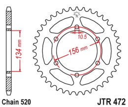JT ZĘBATKA TYLNA 508 41 KAWASAKI KR 250 '89-92' (50841JT) (ŁAŃC.520) JT ZĘBATKI