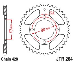 JT ZĘBATKA TYLNA JTR264 45 HONDA CT 110 '99-00' (26445JT) (ŁAŃC.428) JT ZĘBATKI